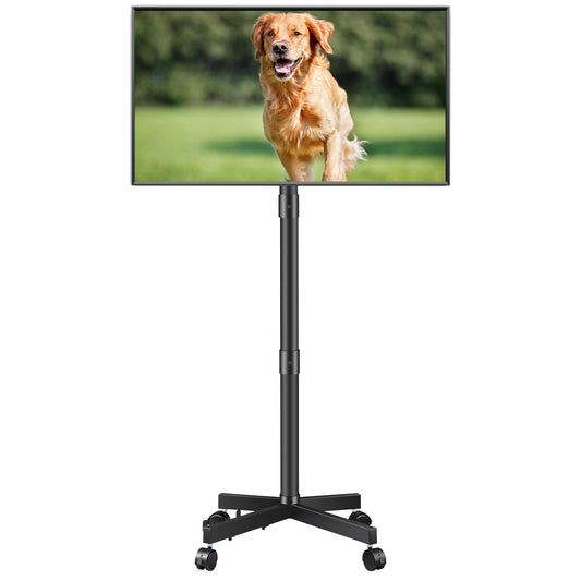 La Jaco Rolling TV Stand for 23-60 Inch LCD LED Flat Curved Panel Screens TVs, Height Adjustable Mobile TV Stand with Locking Wheels up to 55lbs, Tilting Smart TV Cart Max VESA 400x400mm