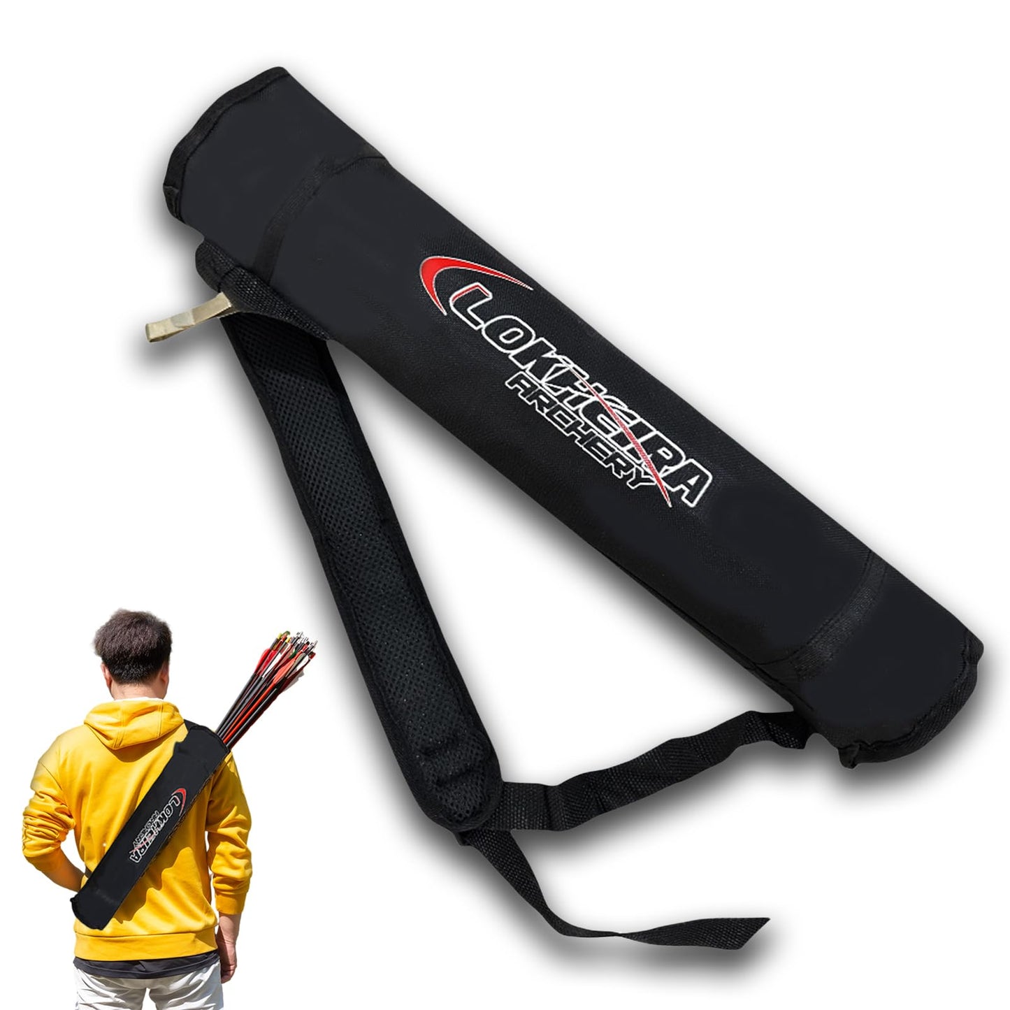 Arrow Quiver, Archery Lightweight Back Arrow Quiver Dual Use Foldable Compact Hip Arrows Bag for Recurve Bow Compound Target Practice Nylon Arrow Bag（Black）