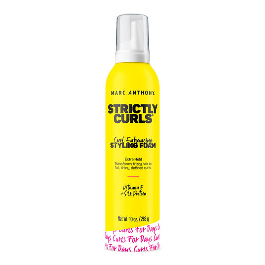 Marc Anthony Strictly Curl Enhancing Styling Foam, Extra Hold - Vitamin E & Silk Proteins Transforms Frizzy Hair to Full, Shiny, Defined Curls - 10 Oz Pack 1