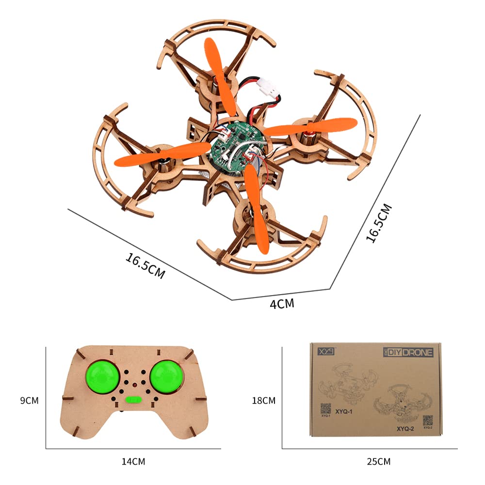 Diy Mini Wooden Drone RC Quadcopter Building Kits for Kids or Beginner,School Educational Science Kits Remote Control for Boys and Girls and Teens(Ages 5-7, 5-9, 8-12, 10+) gkfescc XYQ-2