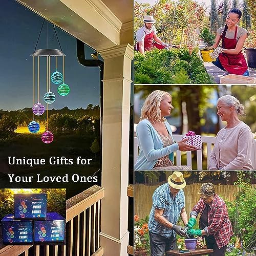 Solar Wind Chime for Porch Decor, Solar Lights Outdoor Decorative for Garden and Patio, Birthday Gifts for Women Mom Grandma