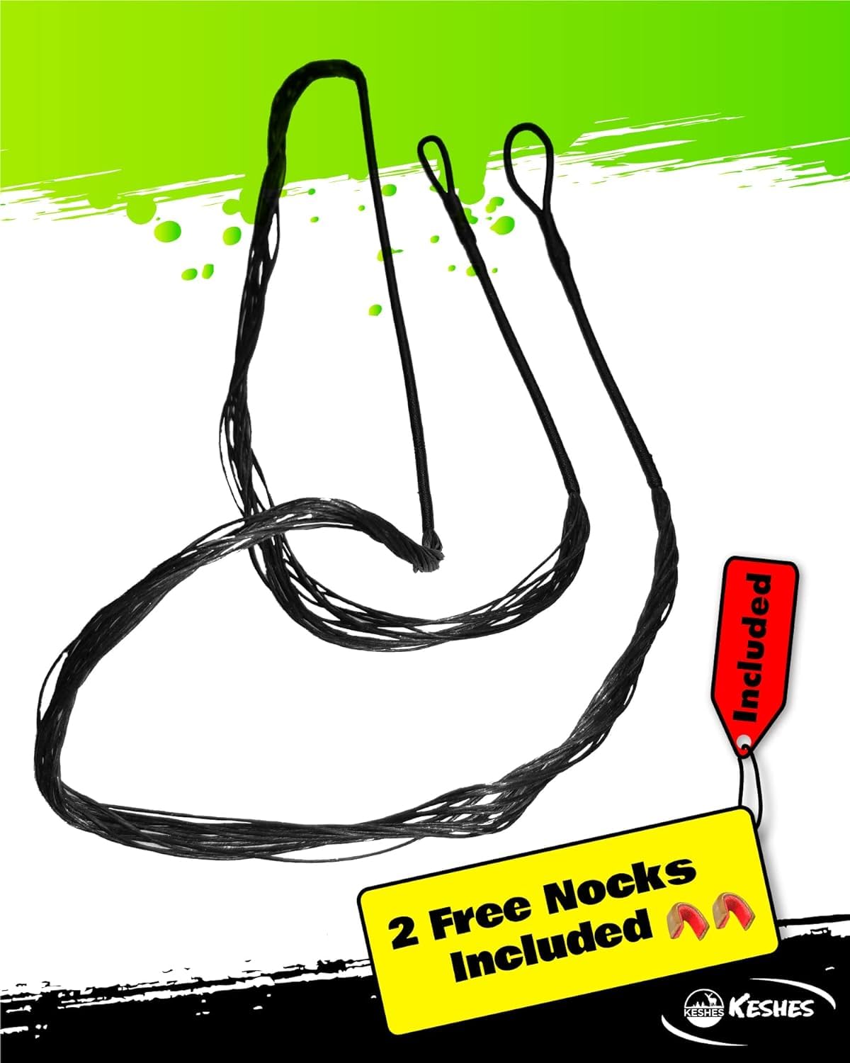 KESHES Dacron Bow String Replacement for Archery Recurve Traditional & Longbow Bows Bowstring - Sizes 12, 14, 16 Strands - Length Sizes 44-70 Inches, 2 Brass Nocks Included