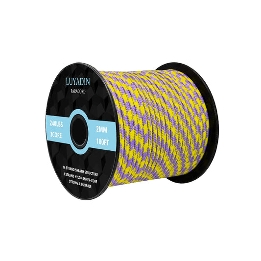 LUYADIN Paracord 240lb - Diameter 2mm Micro Utility Cord -3 Strand Parachute Spool Cord - 100ft 200ft,Paracord for Camping,Hiking,Fishing,Outdoor and DIY