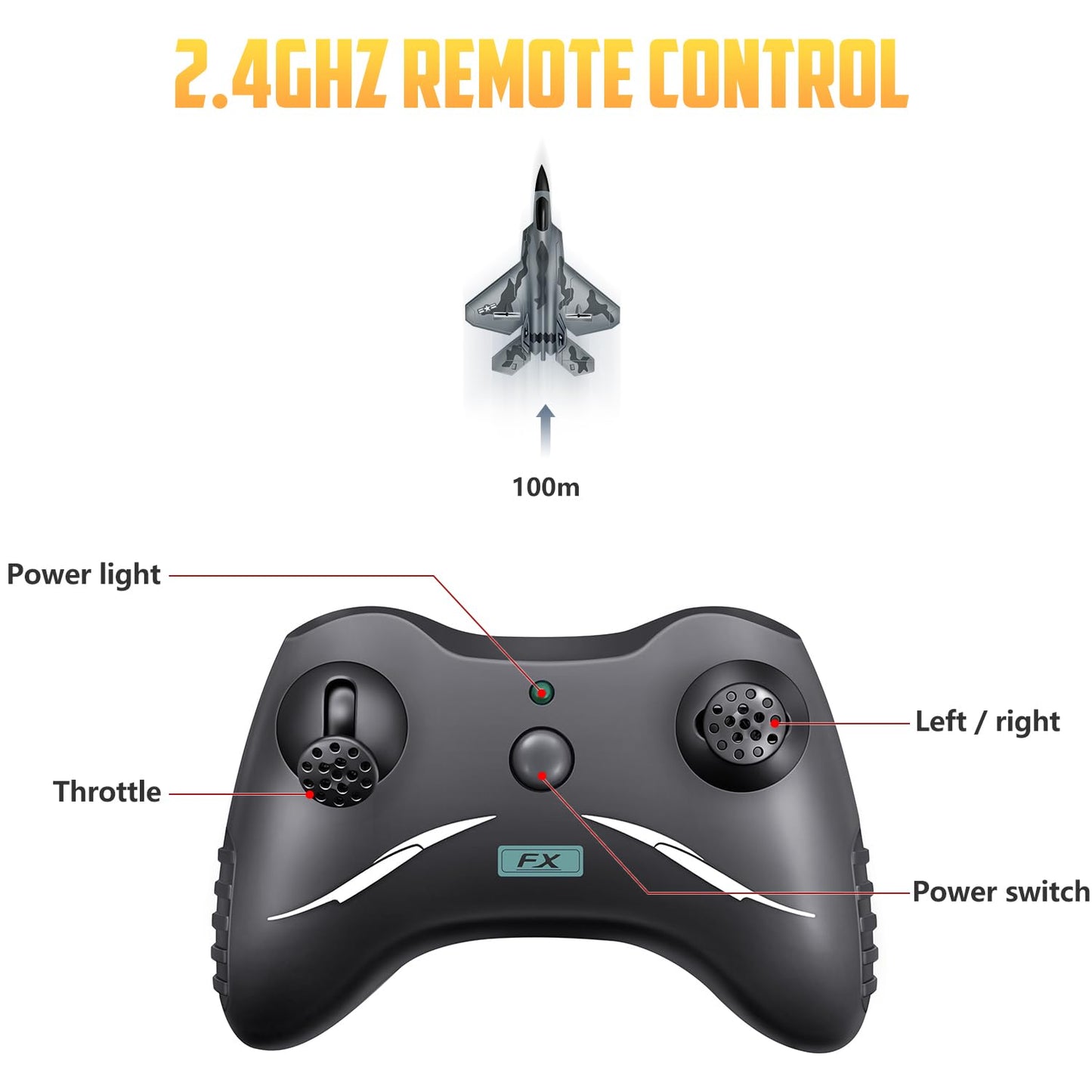 HAWK'S WORK 2 CH RC Airplane, F-22 Plane Ready to Fly, 2.4GHz Remote Control, Easy to Fly RC Glider for Kids & Beginners