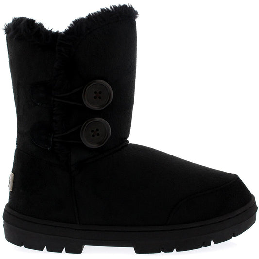 Holly Womens Twin Button Waterproof Winter Snow Boots - Black - 5 - BLA38 AEA0150