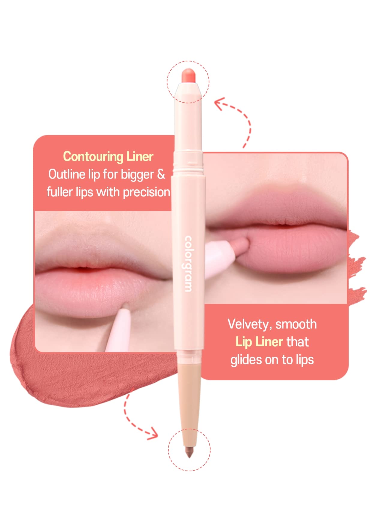 COLORGRAM All In One Over-Lip Maker 03 Peach Beige | Versatile Lip Liner & Contour with Natural Shades, Matte finish, Bigger and Fuller Lips, Plumping effect, Smooth creamy texture
