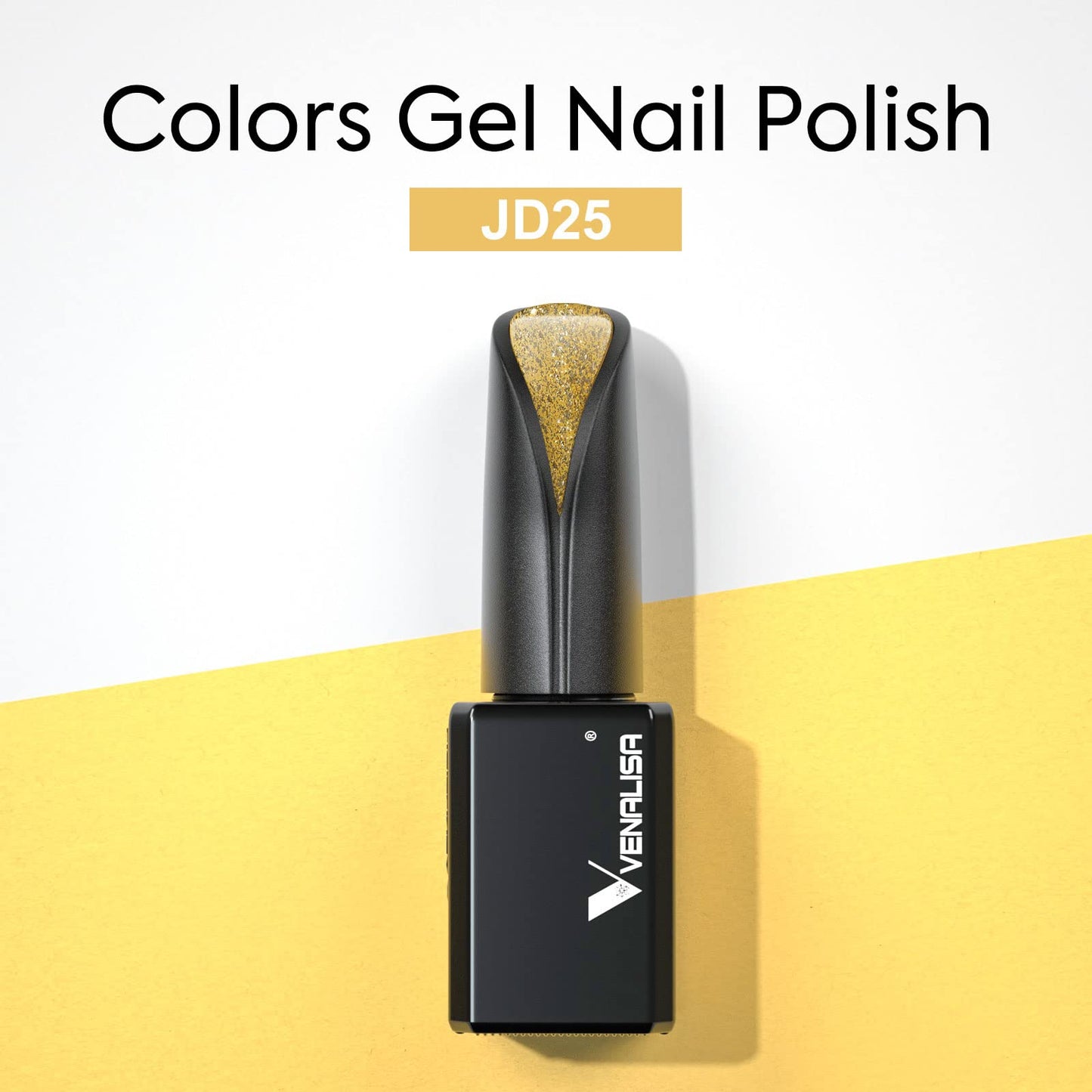 VENALISA 15ml Glitter Gold Gel Nail Polish, Sparkle Gold Gel Polish Shiny Color Soak Off UV LED Sparkly Shimmer Nail Gel Polish Nail Art Starter Manicure Salon DIY at Home, 0.53 OZ