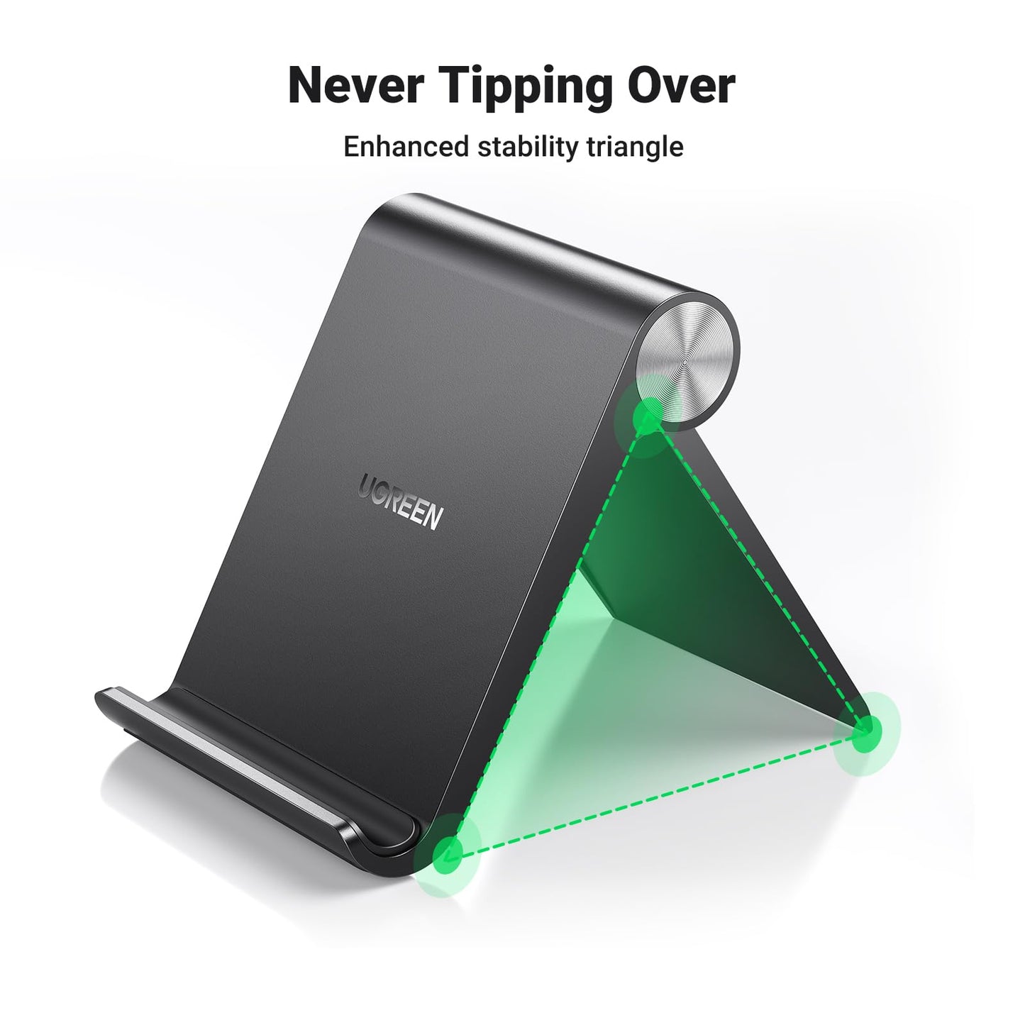 UGREEN Cell Phone Stand for Desk Portable Foldable Phone Holder Angle Adjustable Compatible with iPhone 16 15 Pro Max 14 Plus, iPhone 13 12 11 SE XS XR Smartphone, Mini Size, Black