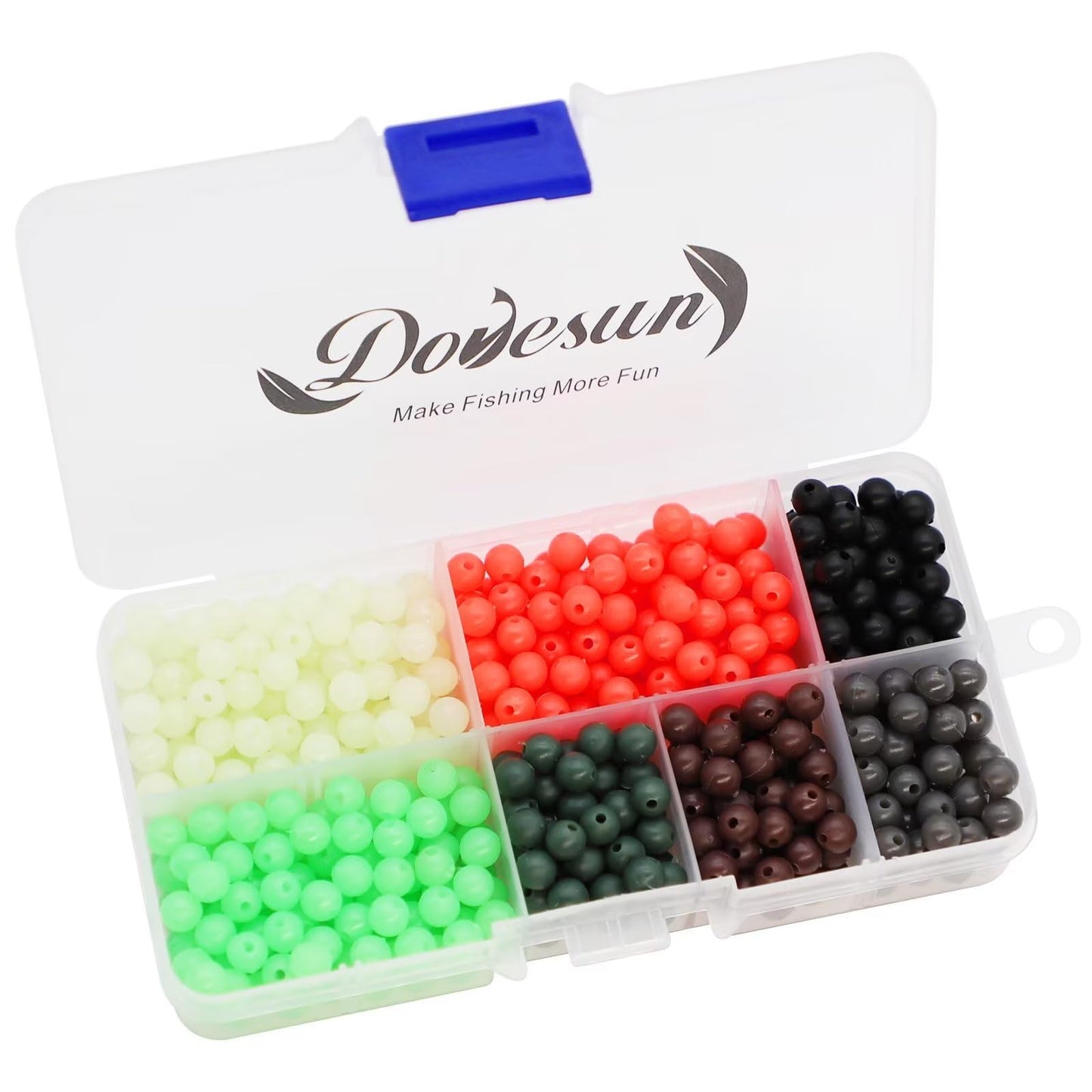 Dovesun Soft Rubber Fishing Beads Fishing Accessories Fishing Bait Eggs 7 Colors Round Fishing Beads with Fishing Tackle-Box 0.19in(1000pcs)