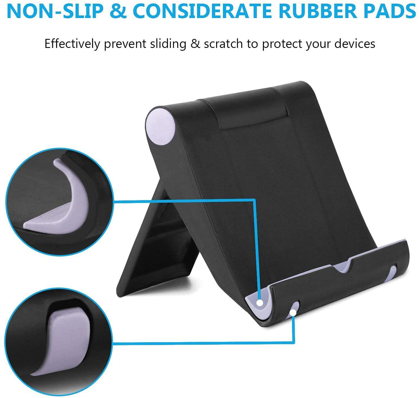 Cell Phone Stand Multi-Angle,【2 Pack】 Tablet Stand Universal Smartphones for Holder Tablets(6-11"), e-Reader, Compatible Phone XS/XR/8/8 Plus/7/7 Plus, Galaxy S8/S7/Note 8, Air, Mini, Pixel 2(Black)