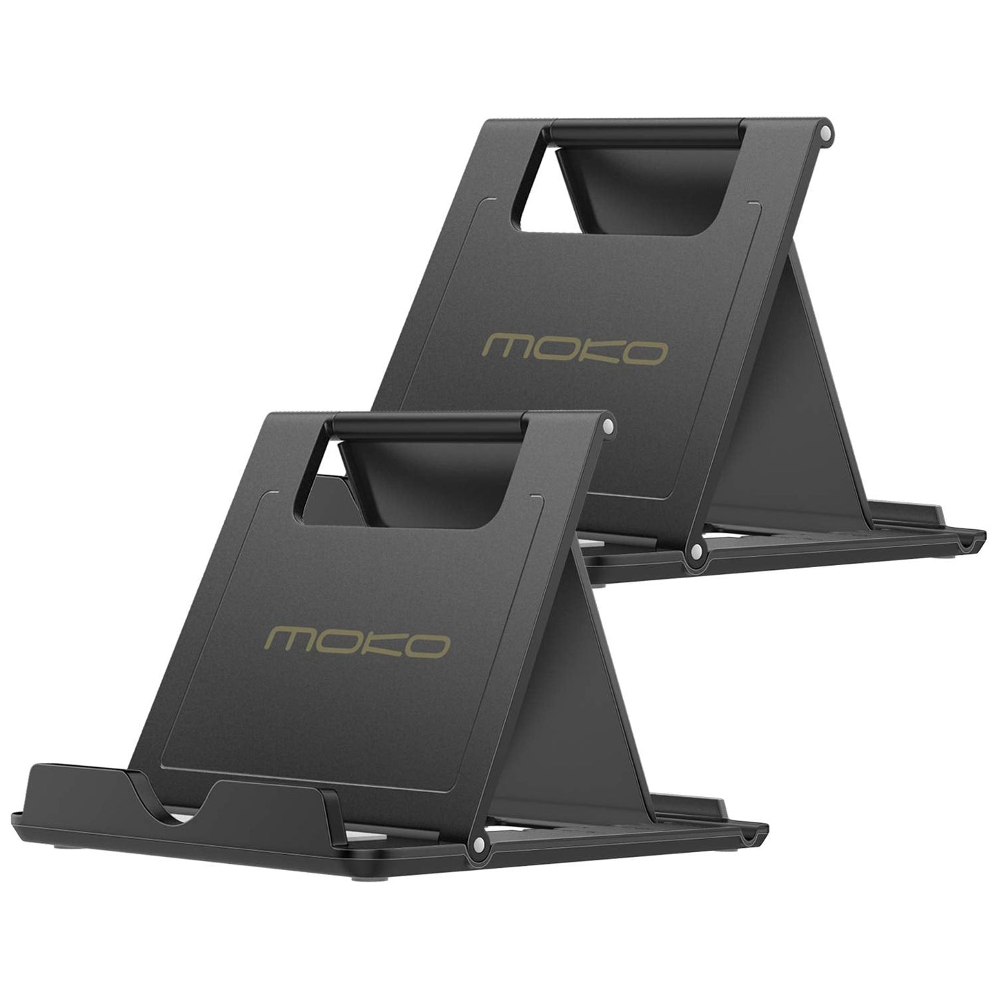 MoKo 2 Pack Phone/Tablet Stand, Foldable Desktop Holder for 4-11" Devices, Compatible with iPhone 14 Pro Max/14, iPhone 13/13 pro Max/12, iPad Air 4/Mini 6 2021, iPad 9th 10.2, Galaxy S20, Black