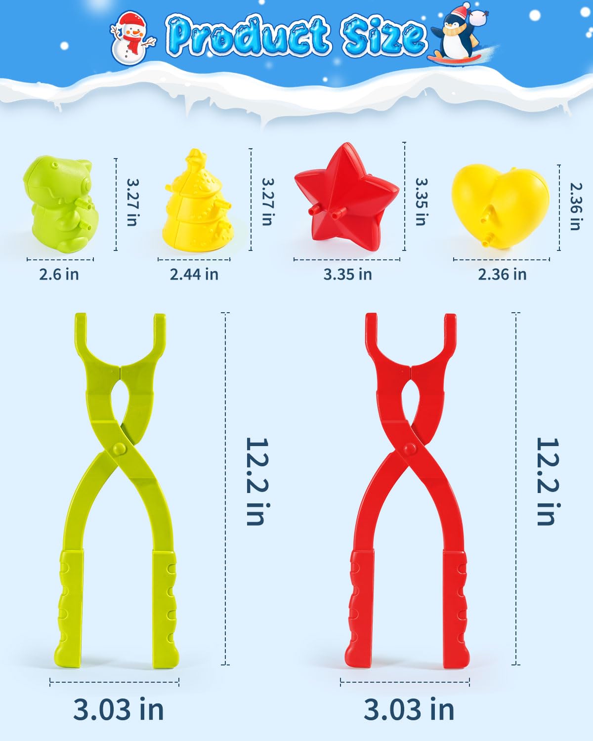 6 Pack Snowball Maker Toy, Duck Snow Ball Makers Toys for Kids Ages 4-8, Winter Snow Outdoor Removable Snow Clip Toys Tool Kit for Birthday Christmas Stocking Stuffers Gifts