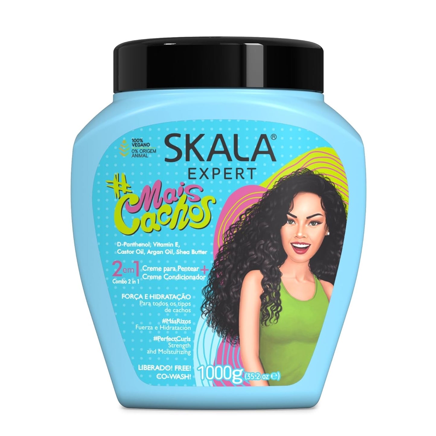 Skala Brazilian Hair Care Kit – 4 Pieces: Maracujá Shampoo & Conditioner 325ml Each + Blue Mais Cachos 35.2 oz + Maracujá 35.2 oz + Mais Crespos + Color Care Packet Packet + Free Comb (Color May Vary)