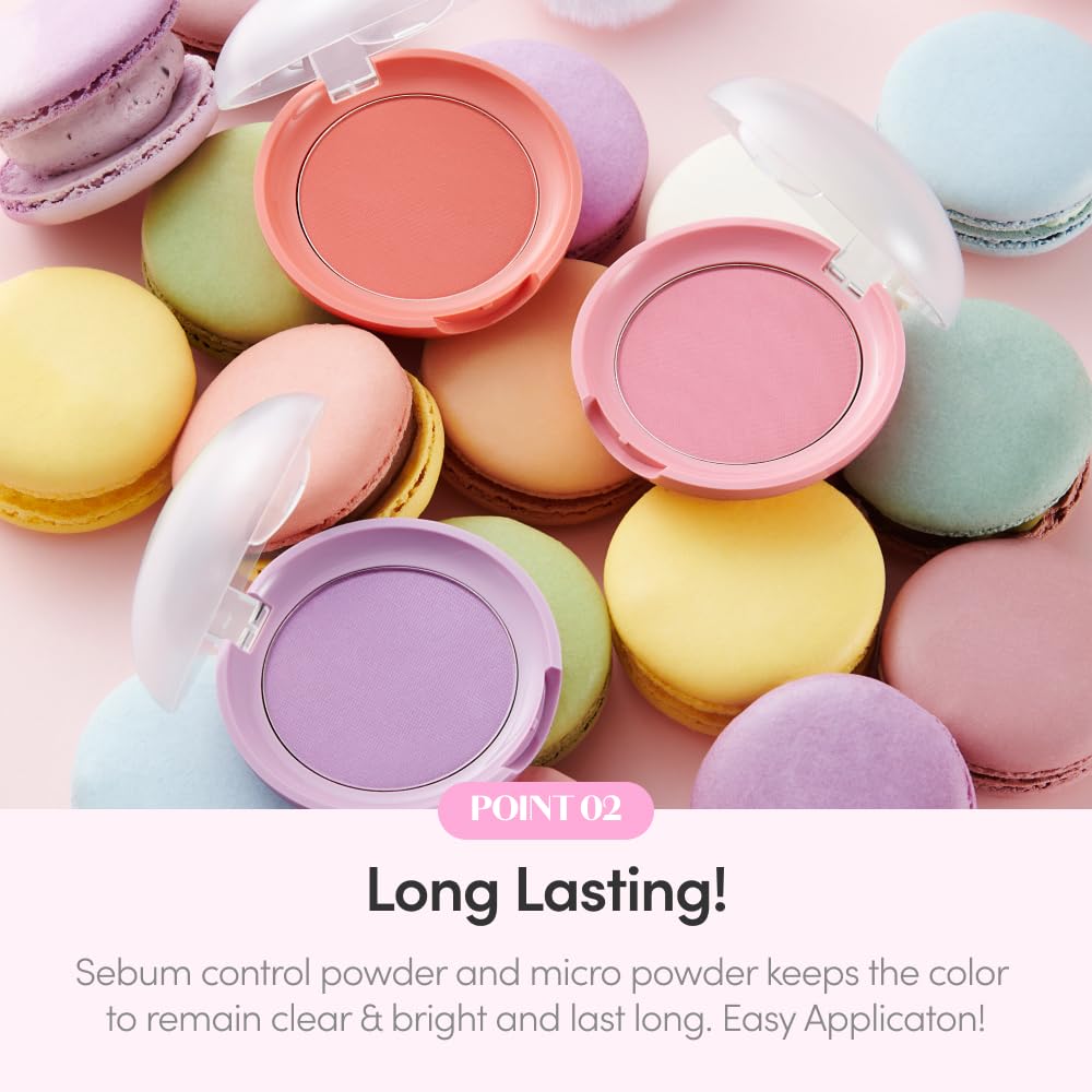 ETUDE Lovely Cookie Blusher - Apricot Peach Mousse 4g | Glowing & Natural Powder Blush with Long-Lasting Sebum Control | Easy Application | Korean Makeup, Perfect for Gift