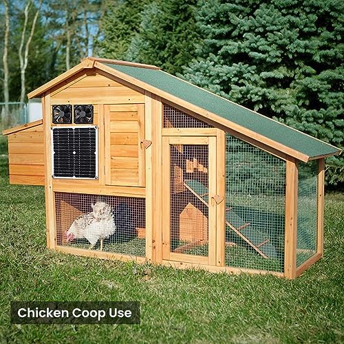 SUNYIMA Solar Panel Fan Kit, 12W Weatherproof Solar Panel with DC Fan for Small Chicken Coops, Greenhouses, Sheds,Pet Houses, Window Exhaust (Dual Fan)