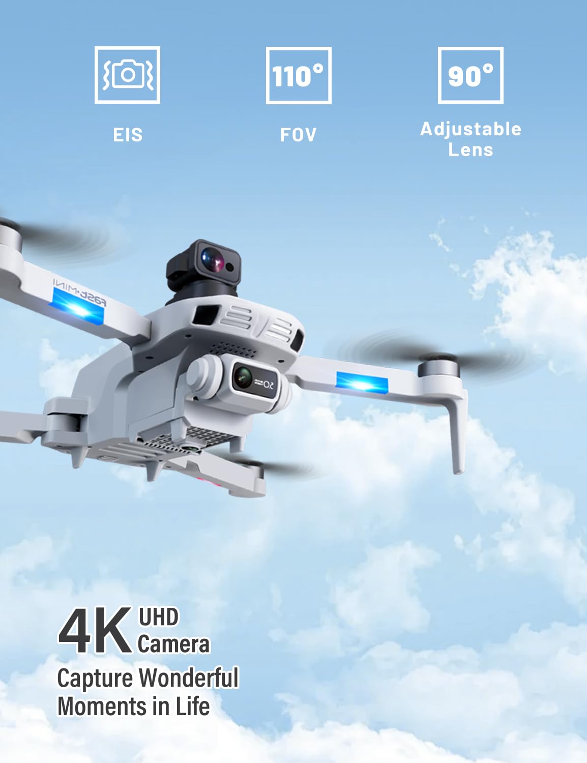 GPS Drones with Camera for Adults 4K with Brushless Motor and Follow Me Mode,Long Flight Time and Distance,5G FPV Transmission and Auto Return, Foldable RC Quadcopter for Beginner and Kids,Under249g