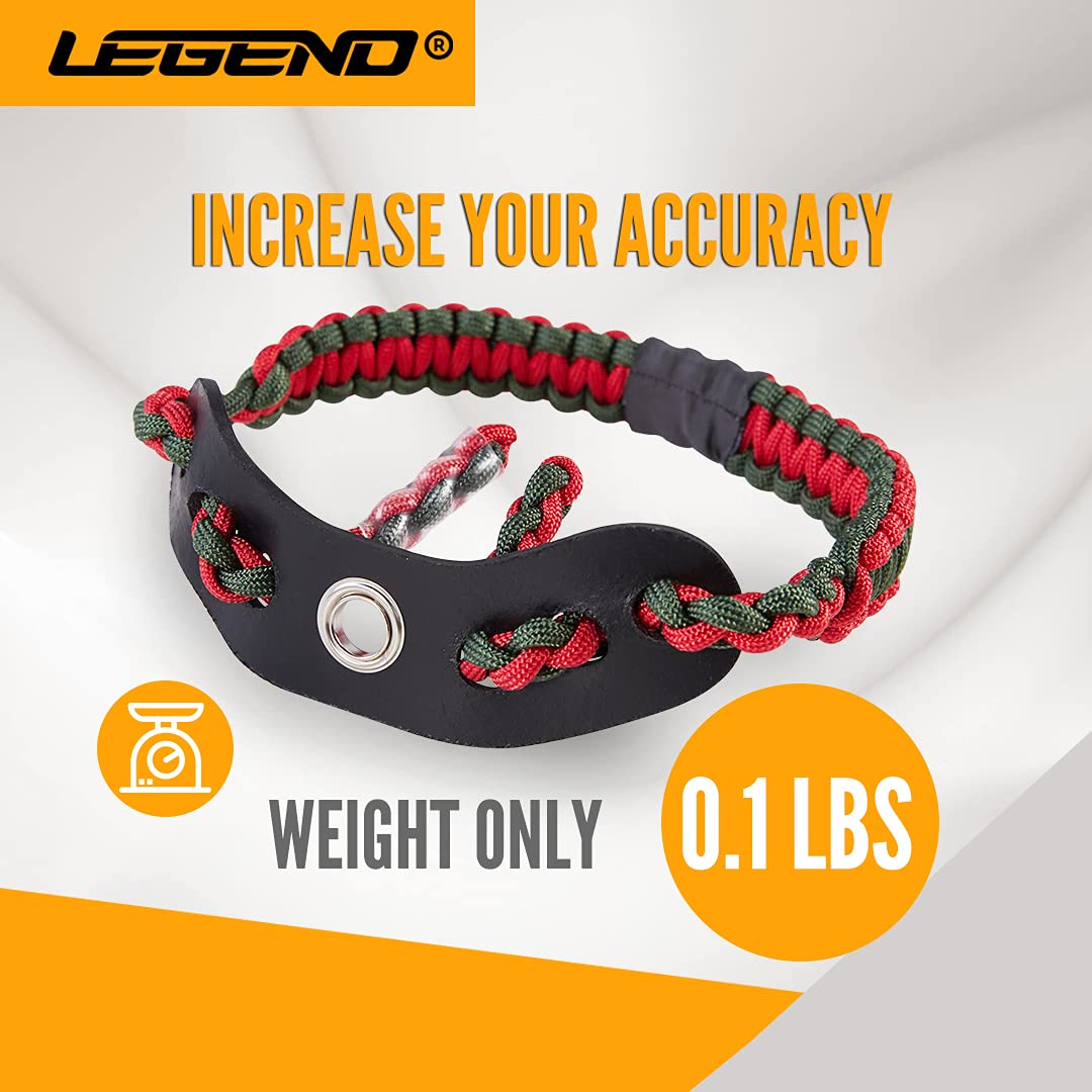 LEGEND 550 Paracord Bow Wrist Sling - Compound Bow Stabilizer & Hand Loop Carrier for Bow Hunting - Adjustable Wrist Strap with Durable Leather Yoke, Strong Metal Grommets - Archery Accessories & Gear