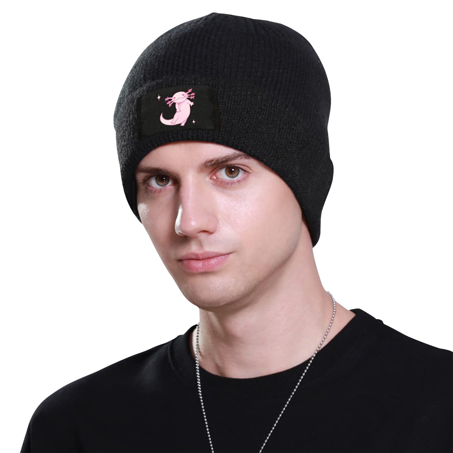 merahans Fashion Beanie Slouchy for Men Women Cartoon Pink Axolotl Knit Skull Cap Winter Warm Hat