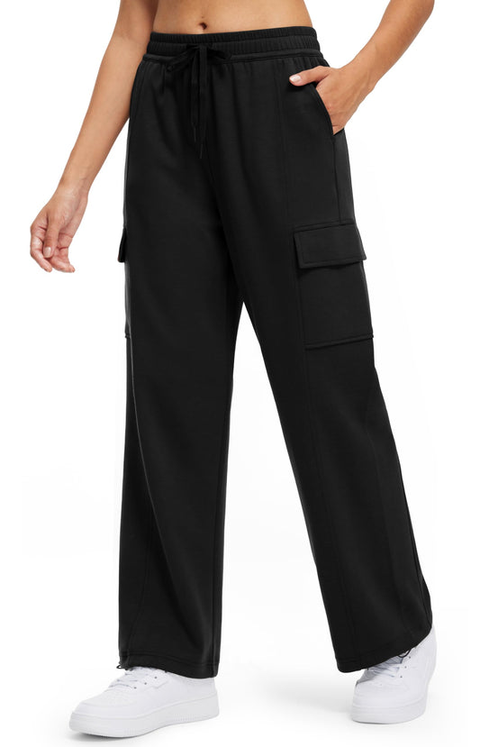 Libin Womens Wide Leg Sweatpants with Pockets Baggy Casual Lounge Cargo Pants Athletic Joggers Sweat Pants Trousers Fall Fashion Outfits Baggy Winter Clothes, Black, Medium