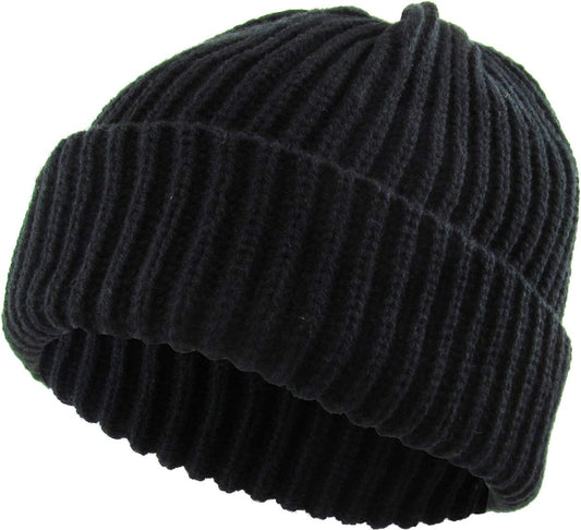 KBW-507 BLK Ribbed Knit Tie Dye Cuffed Beanie Thick Winter Ski Hat Skully Winter Warm Mens Womens Unisex