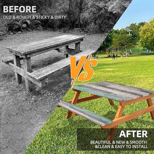 Picnic Table Cover with Bench Covers Farmhouse Waterproof Windproof Fitted Outdoor Tablecloth with Elastic Rectangle Table Cloth Camping Must Haves Rv Accessories,72x30 Inch (Wood Green)