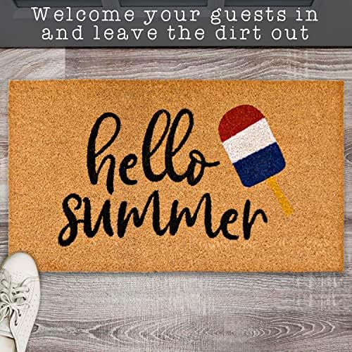 Hello Summer Welcome Mat Popsicle Decor 30x17 Inch, Summer Door Mat Outdoor, Summer Outdoor Mat, Outdoor Door Rug, Outdoor Door Mats, Outdoor Rug Door Outdoor Door Mats for Patio, Summer Doormat