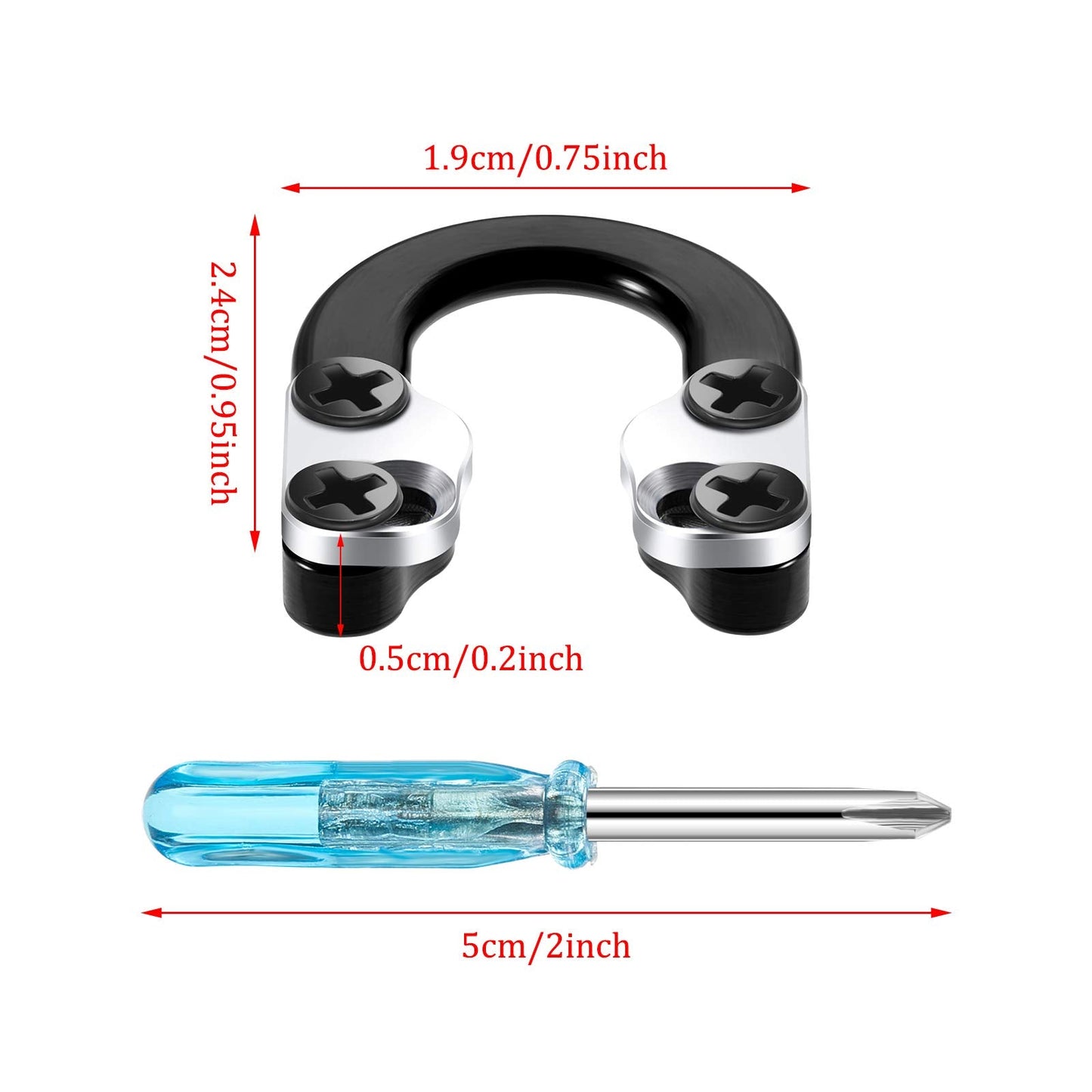 2 Sets Archery D Loop Compound Bow Metal U Nock D Ring Buckle Release Nocking Loop with Screwdrivers for Hunting Installation Accessories