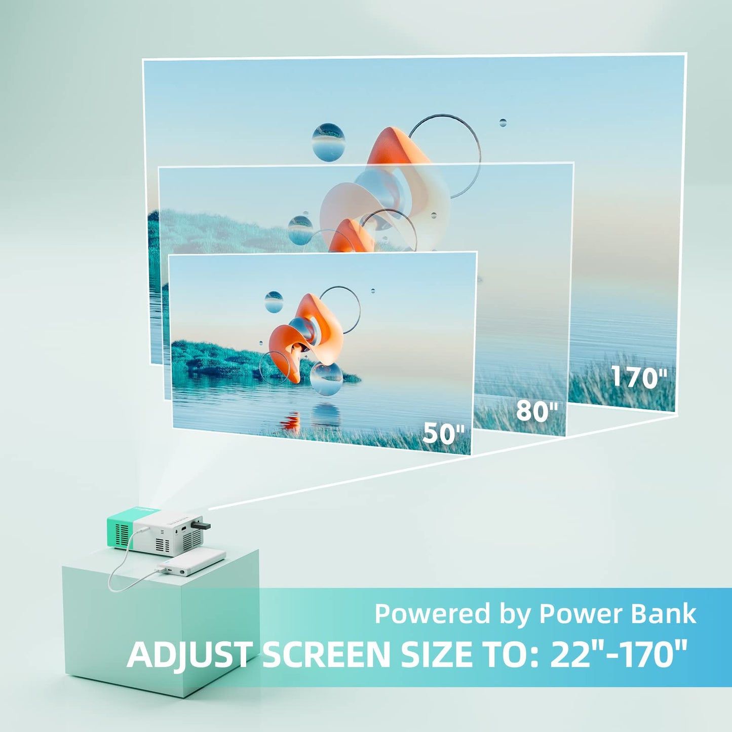 wepvo Projector Mini Portable Outdoor Movie Projectors, LED Pico Video Projector for Home Theater Film Projectors, Compatible with Smartphone/ Tablet/ Laptop/ TV Stick/ PS/ USB