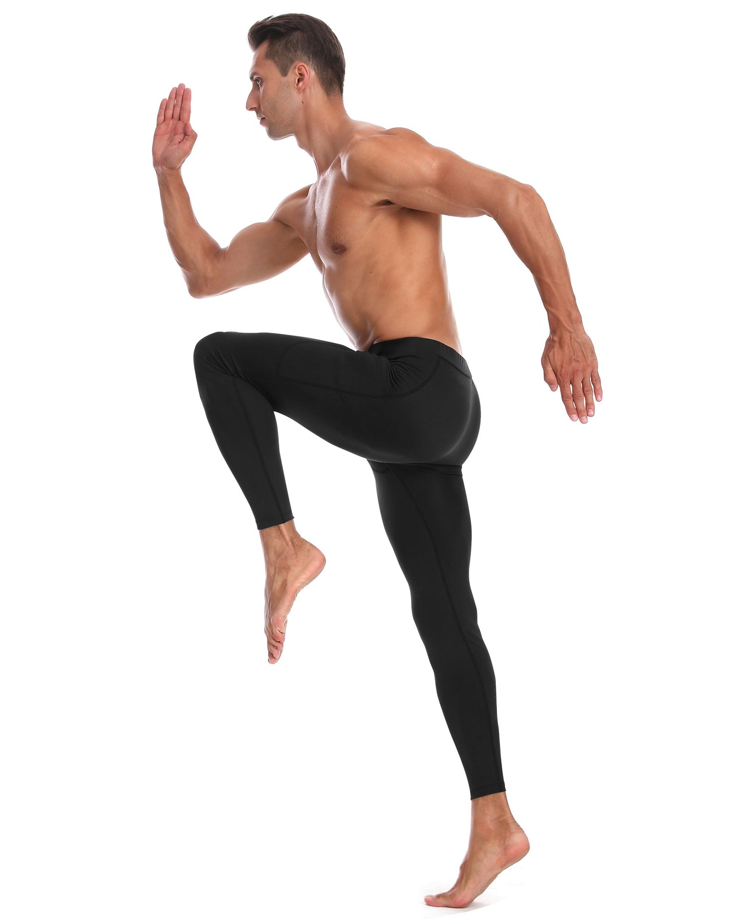 EoBeKee Men's 2 Pack Compression Pants with Pockets, Cold Weather Winter Athletic Football Leggings, Sports Workout Base Layer Tights for Yoga Gym Running Basketball