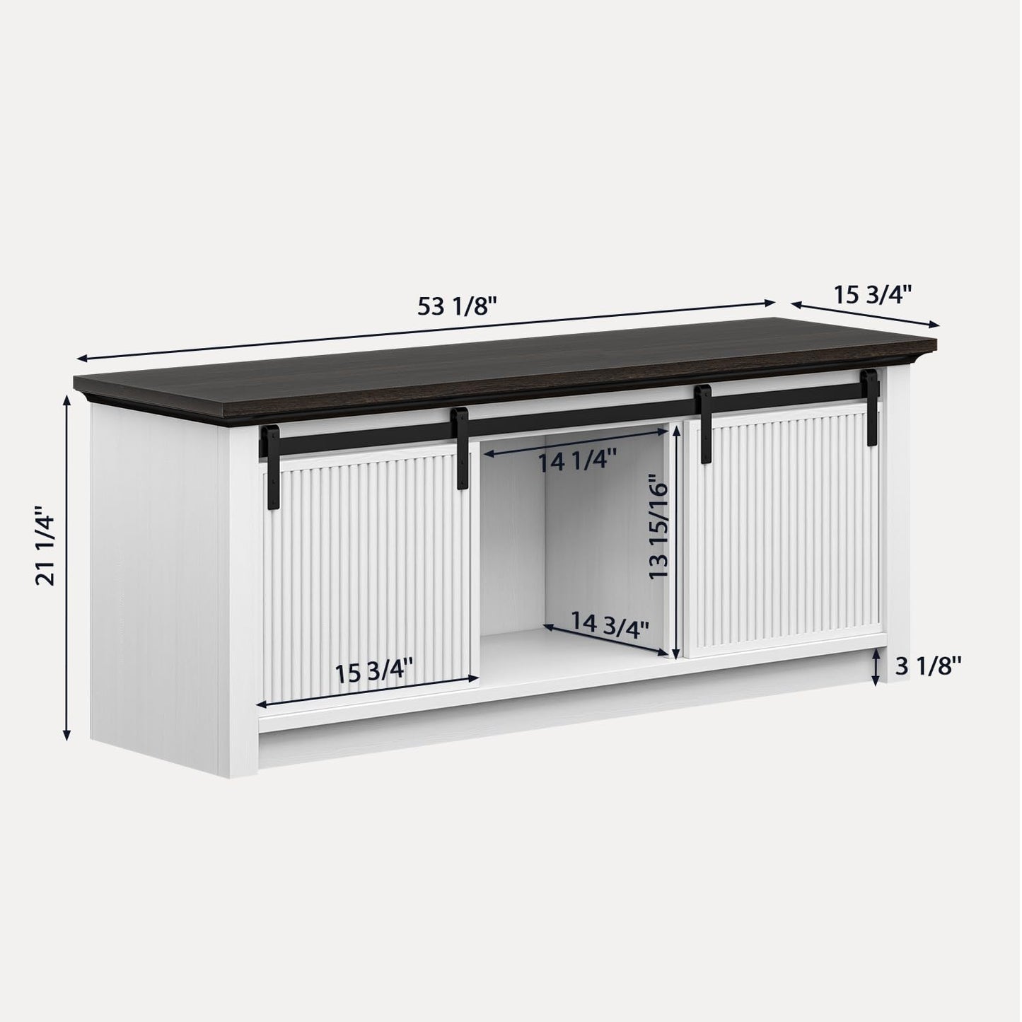Fluted TV Stand for 60 Inch TV, 21" Tall Entertainment Center with Sliding Door and Storage Cabinets, Modern Media Console for Bedroom & Living Room, Television Stand for 55, 50", White