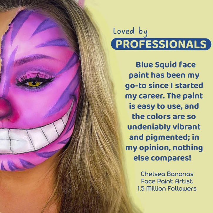 Blue Squid PRO Face Paint - Professional Water Based Single Cake Facepaint & Body Paints - SFX Makeup, Kids Adults Face Painting for Costume, Halloween, Cosplay - Classic Black 30g / 1oz