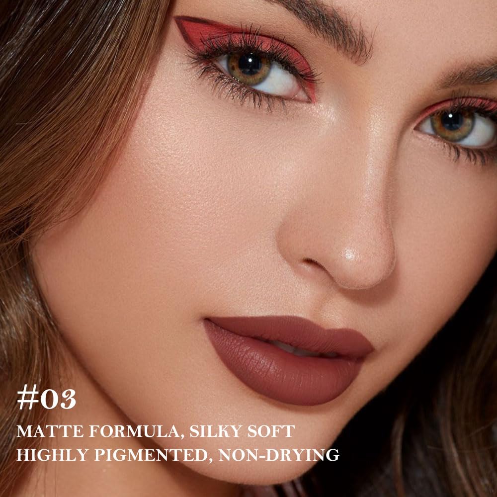 2-in-1 Gradient Lip Liner and Lipstick Lip Combo Set, Matte Lipstick Crayon Lip Liner pencil, High Pigmented Long Lasting Waterproof Smudge Proof Lip Liner (01#+03#+05#, 3 Count (Pack of 3))
