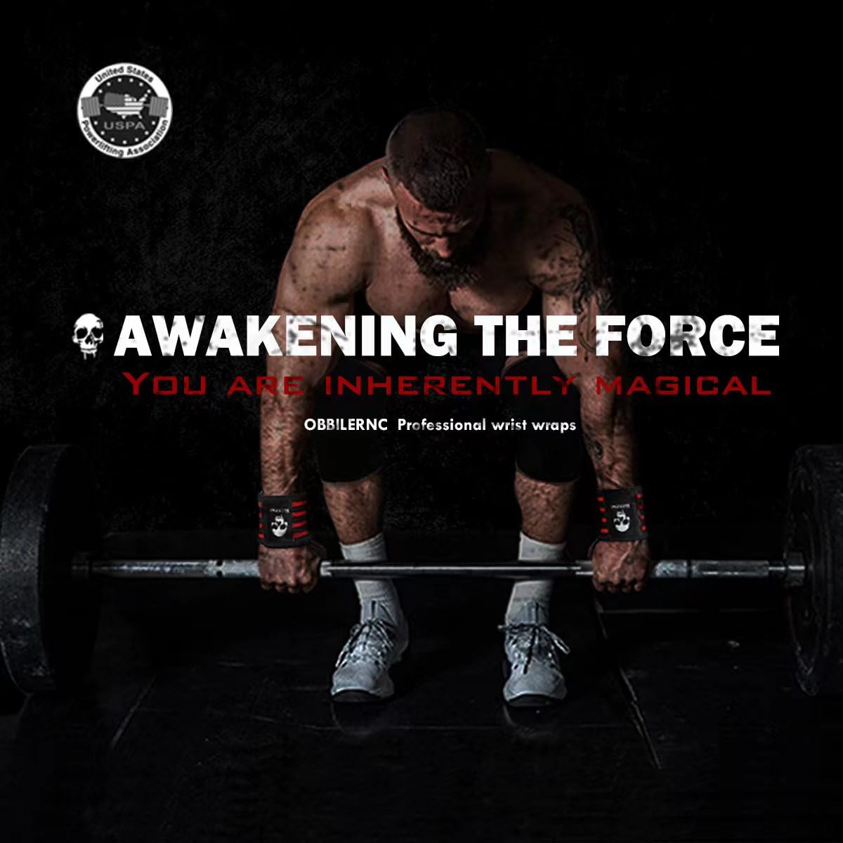 OBBILENC Gym Wrist Wraps, Weightlifting Wrist Straps for Men and Women, Heavy Duty Elastic Cotton Wrist Support Straps for Weight Lifting, Strength Training, Gymnastics and Bodybuilding, Glory Red