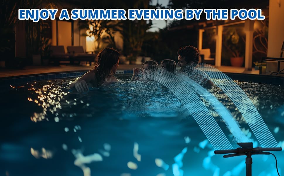 2025 New Model Pool Fountains for Above and In-ground Pools – Solar Pool Fountain with Lights, 360° Adjustable, Featuring Two Spray Modes; Pool Accessories with 9-Color Lights and 4 Modes