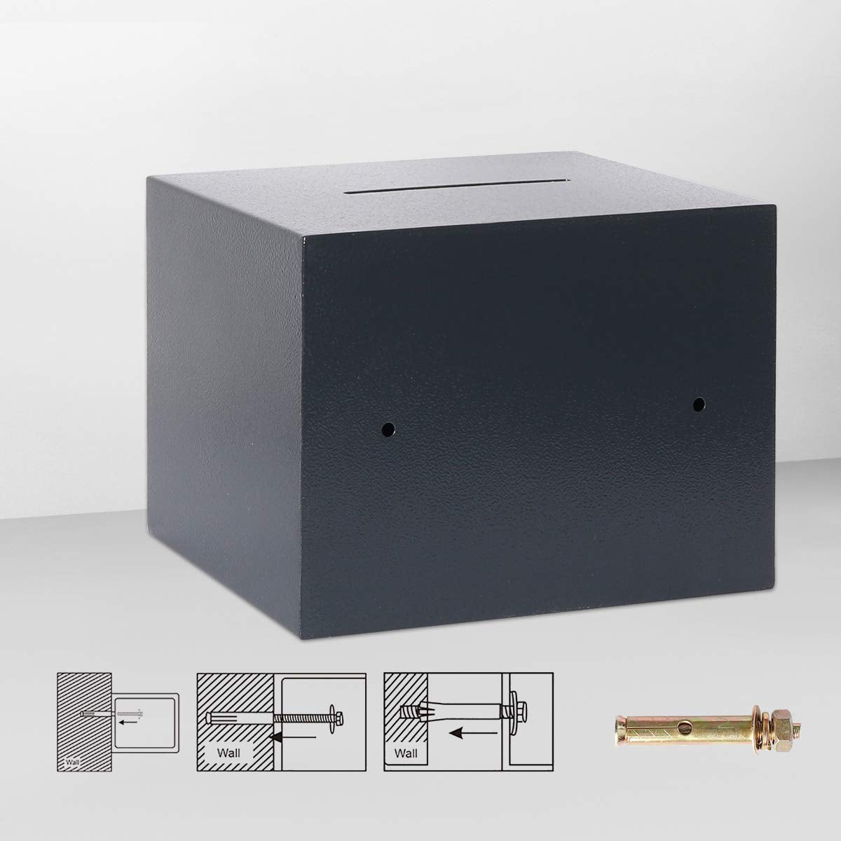 Jssmst Small Safe Box for Money - 0.23CF Mini Safe with Electronic Keypad, Lockable Box for Home Security and Personal Storage, 9.06 x 6.69 x 6.69 inch, Grey