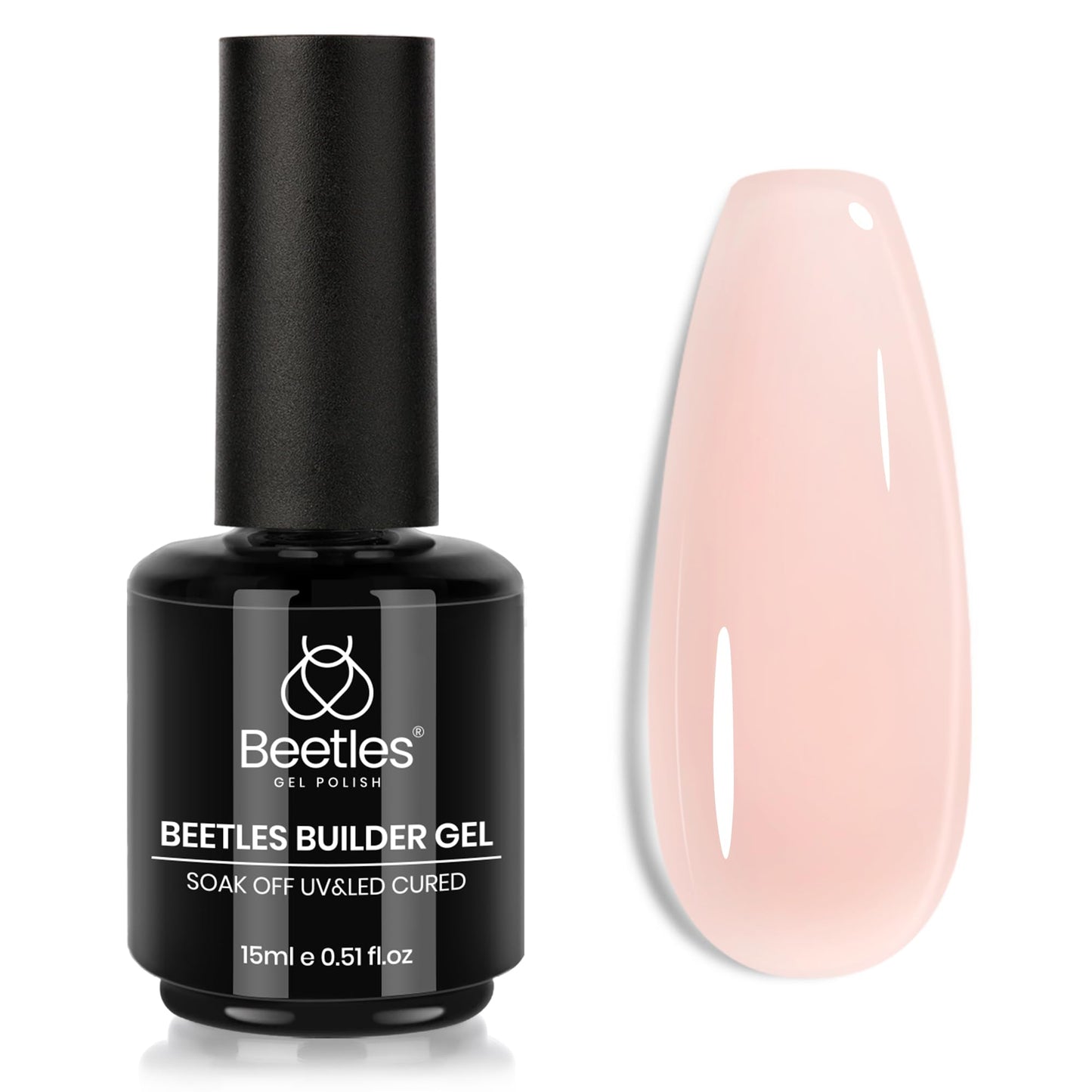Beetles Builder Gel for Nails 7 in 1 Cover Nude Translucent Builder Strengthener Gel for Nail Extension, Need Base Coat