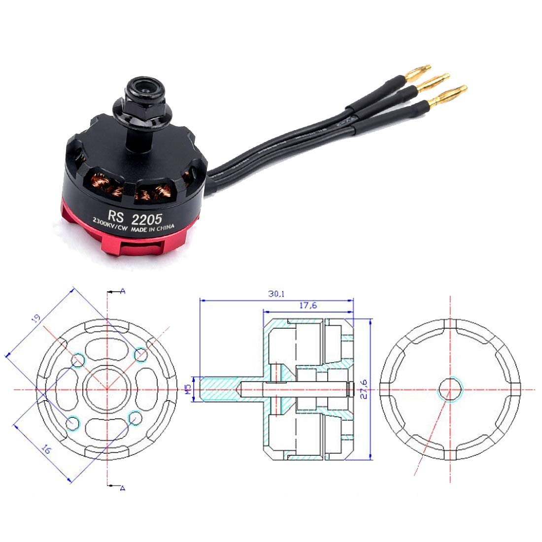Readytosky RS2205 2300KV Brushless Motor CW/CCW 3-4S RC Motors for FPV Racing Drone FPV Multicopter