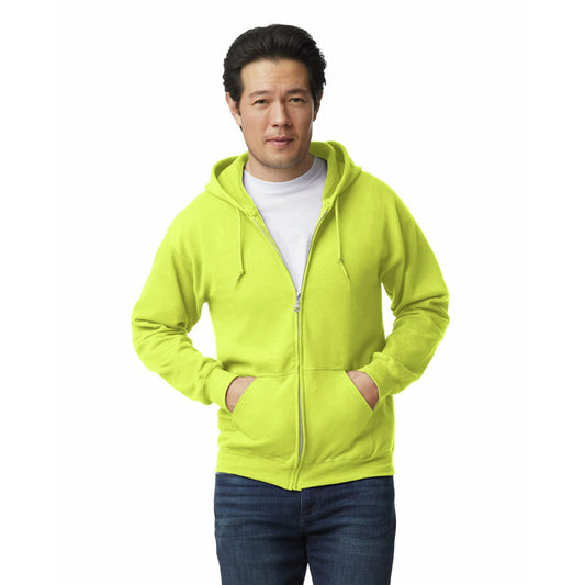 Gildan Adult Fleece Zip Hoodie Sweatshirt, Style G18600, Multipack, Safety Green (1-pack), Large