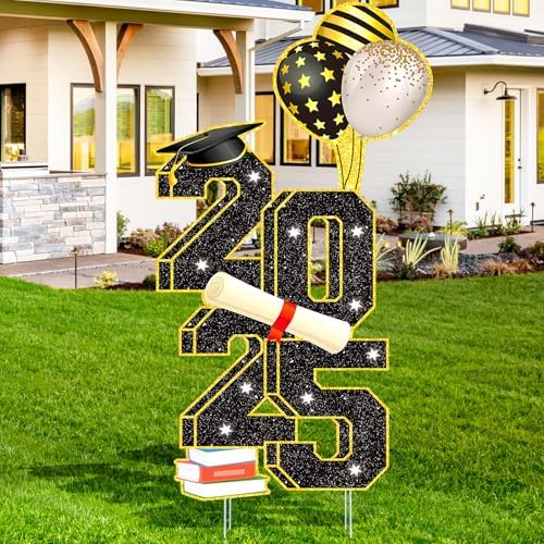 3.5FT Large Class 2025 Graduation Yard Sign Yard Decorations Congrats Graduation Lawn Signs 2025 Grad Yard Signs with Stakes for Outdoor Indoor Congrats Graduation Party Decoration Supplies