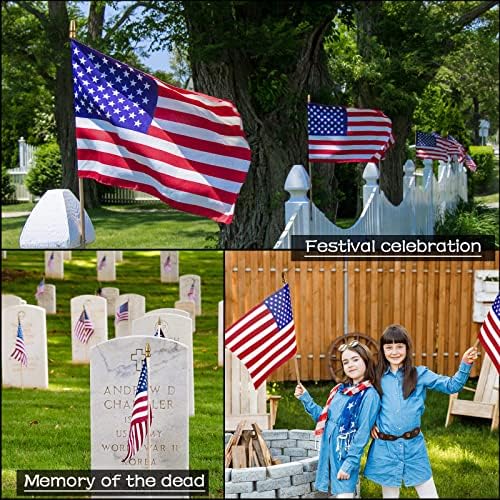 50 Packs USA Stick Flags 12 x 18 Inch Small American Flag 4th of July USA Flag Red White Blue Lawn Flags with Wooden Pole and Spear Tip for Yard Outdoor Garden Memorial Day Independence Day Decor