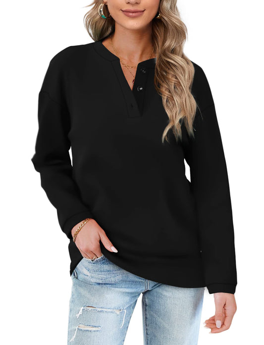 OFEEFAN Tunic Sweatshirts For Women Black Long Sleeve Sweaters For Women Winter Oversized XXL