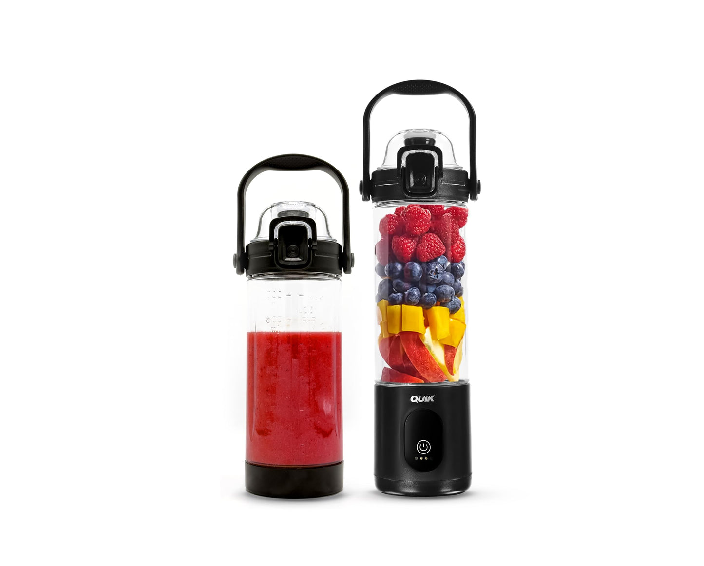 QUIK Portable Blender - Cordless 24oz. Personal Blender for Shakes and Smoothies, Licuadora, BPA Free - Ice Crush, Dishwasher safe parts, Waterproof, Triple Batteries, Juicer Cup, Black