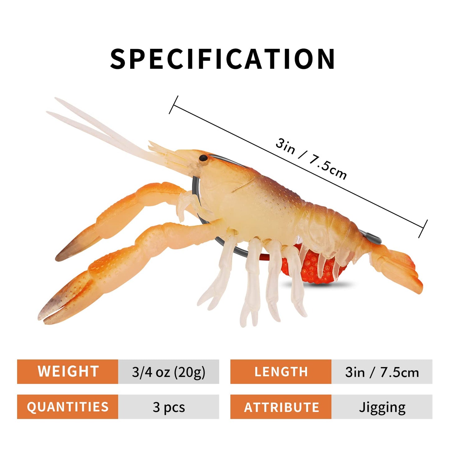 TRUSCEND Pre-Rigged Fishing Jigs, 1:50 Super Durable TPE Bass Fishing Lures, Well-Made Lifelike Soft Crayfish Swimbait, Weedless MarshSwamp Fishing Lure for Trout Crappie Walleye, Keep Separately!