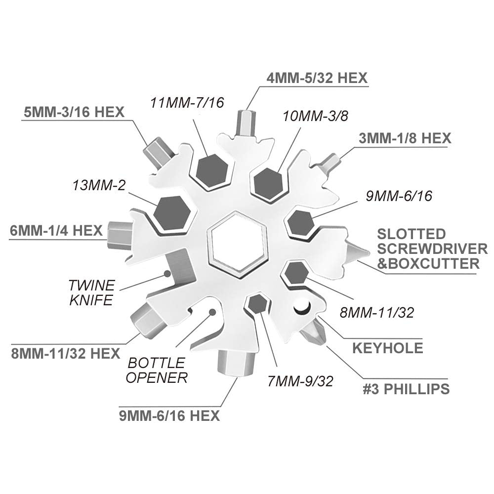Saker 18-in-1 Snowflake Multi-Tool, 18 In 1 Incredible Tool – Easy N Genius - Saker 18-in-1 Stainless Steel Snowflakes Multi-Tool (SAKER SILVER)