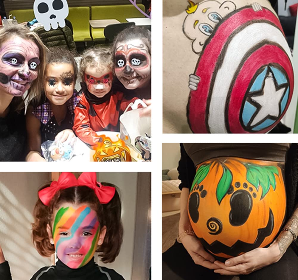 Go Ho 3 PCS Makeup Party Face Paint Cream-Blendable Stick - Blue Red Yellow Face Body Paint Professional Halloween SFX Makeup,Safe Facepaint Nose&Lip Smacking for Sports Festival Party