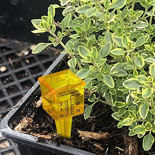 Okllen 15 Pack Rain Gauge, 1.5" Sprinkler Gauge with Wide Mouth, Outdoor Water Measuring Tool for Lawn, Garden, Yard, Bright Yellow, Transparent, Zero is 1/4" from The Bottom