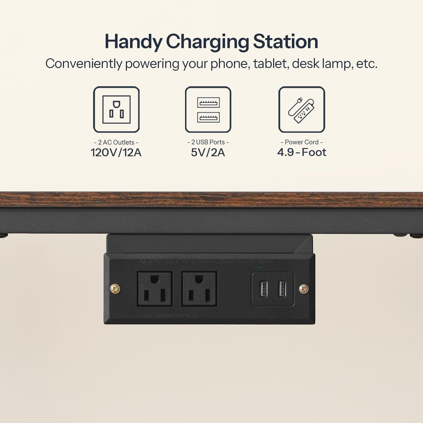 HOOBRO TV Stand with Charging Station to 55 Inches, LED Entertainment Center, Media TV Console Table with Open Storage Shelving for Living Room, Bedroom, Rustic Brown and Black BF122UDDS01