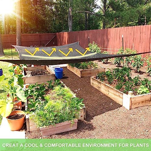 Garden 70% Shade Cloth, 10 x 20 FT Black Sun Shade Net, Mesh Sun Shade Tarp with Reinforced Brass Grommets, Sunblock Shade Cloths for Plants Cover, Greenhouse, Patio, Chicken Coop, Tomatoes