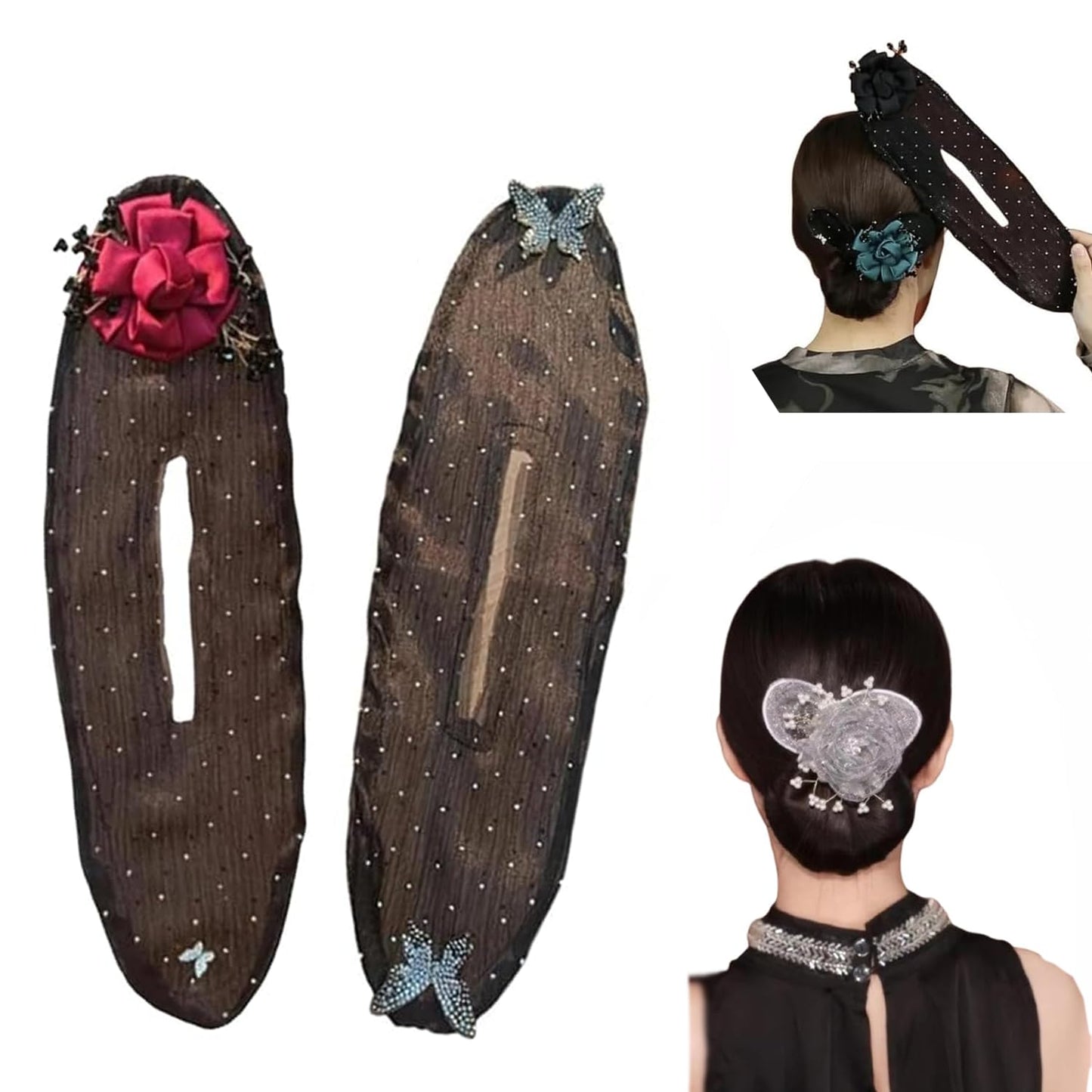 Ball Hair Clip for Long, Thick Hair - Hair Bun Maker Twister, 2024 New Lazy Curler Deft Clip, Easy Fast Snap Roll Tool, Flower Hair Bun Roller Styling Accessories for Women (2pc-b)