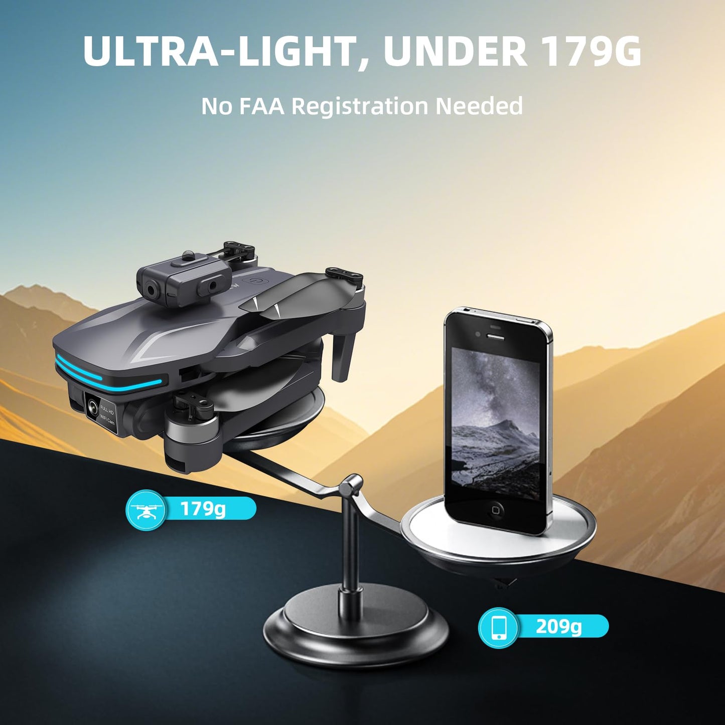 Foldable Drone with 4K Electrically Adjustable Dual Camera for Beginner, Brushless RC Quadcopter with Altitude Hold, Carring Case, Headless Mode, One Key Take Off/Land, Obstacle Avoidance